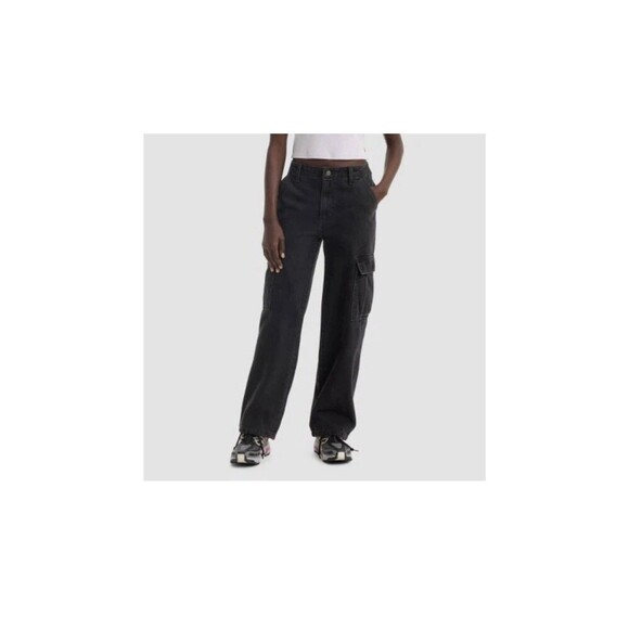y2k Levi's Women's Mid-Rise 94's Baggy Straight wide Leg Cargo Jeans size 29x30 - Picture 1 of 16